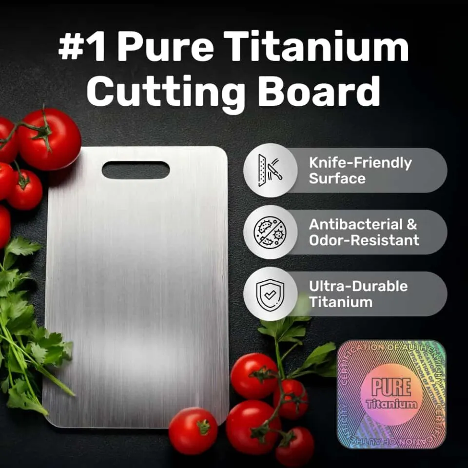 Katori titanium cutting board with food styling