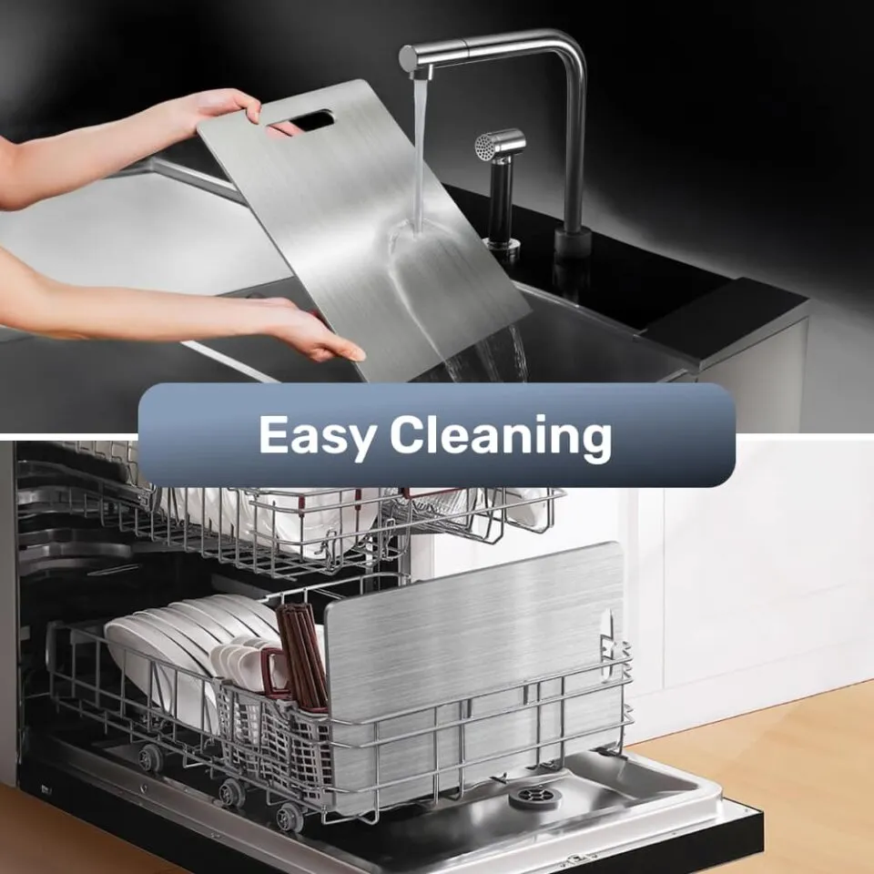 Rinsing the titanium cutting board